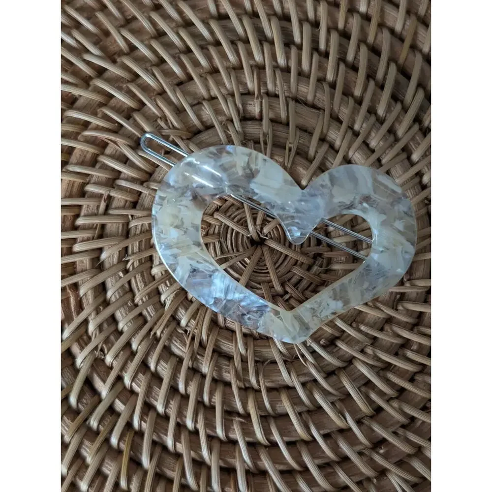 Paparazzi HEART Not to Love White Iridescent Acrylic Heart Hair Clip